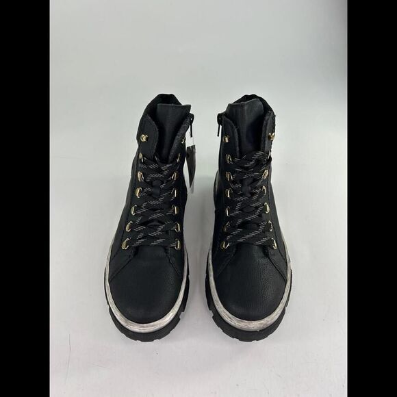 Rieker Women's Black Lace-Up Ankle Boots US 9-9.5 Warm Lining Combat Boot Eur 40 - Picture 5 of 10